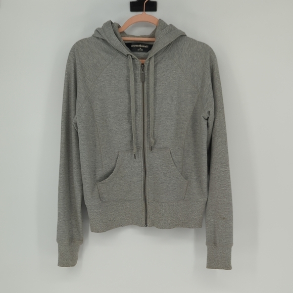 01121 Norma Kamali Full Zip Hoodie Sweatshirt Gray Size Large athletic sporty - Picture 1 of 10